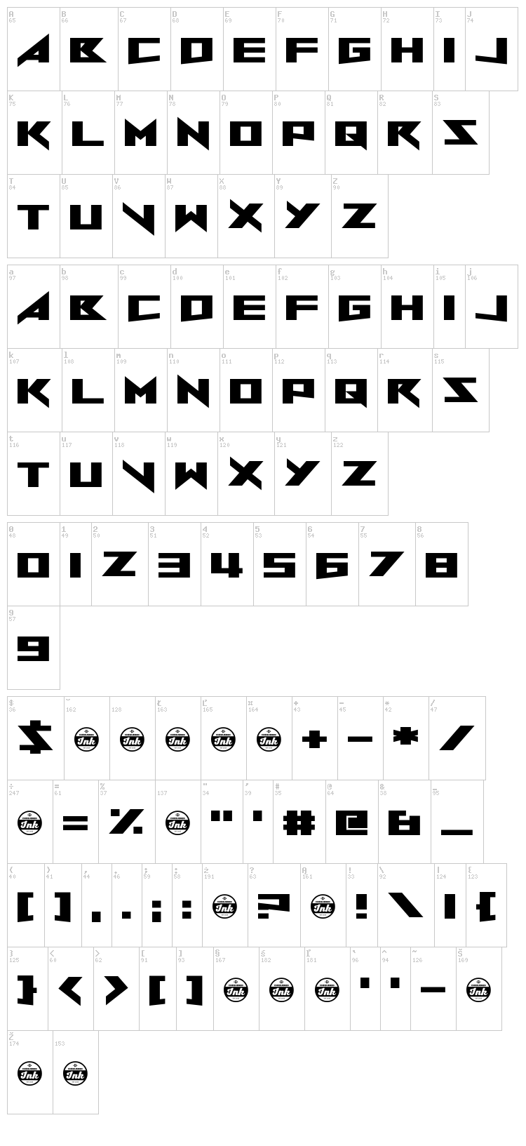 North to South font map